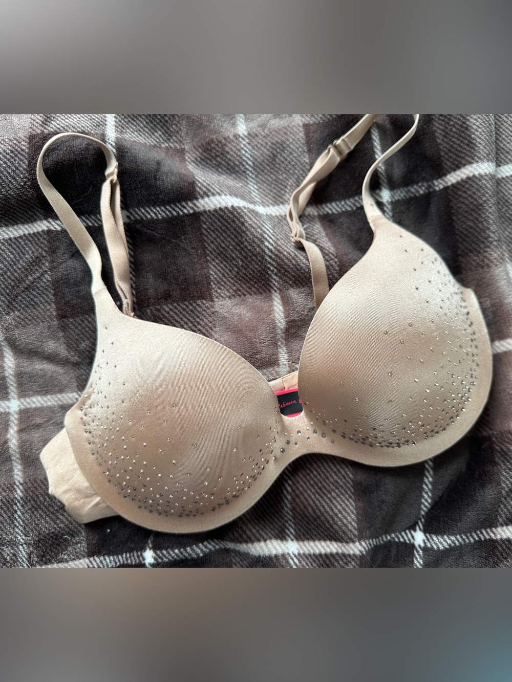 La SENZA Nude Beige Rhinestone Push-Up Bra